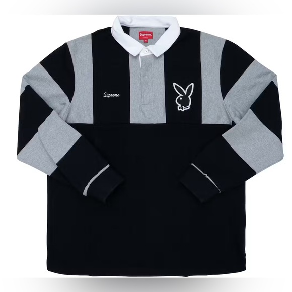 Supreme Other - SUPREME Playboy Rugby Long sleeve. Navy/grey. Size Medium